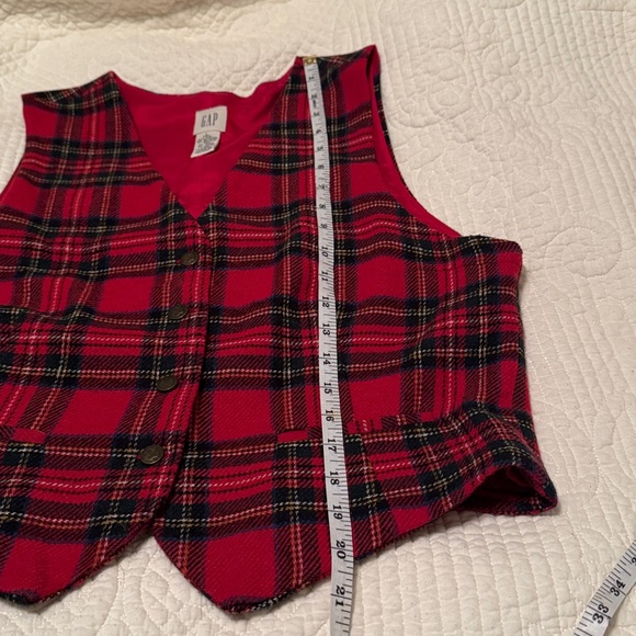 GAP Stewart Tartan Red Vest with Embellished Button-Up Front - Picture 6 of 7
